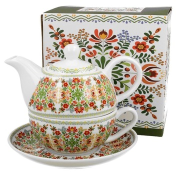 Dzbanek PORCELANOWY węgierski zestaw PREZENT 350ml
