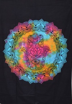 Indyjska NARZUTA Ręka Fatimy HAMSA orientalna Indie kapa boho 200x140 cm
