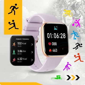 ZEGAREK SMARTWATCH DAMSKI POLSKIE MENU ROZMOWY PULS CIŚNIENIE SPORT 4 PASKI