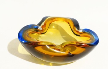 PATERA MURANO SKRĘCONA NIEBIESKO ŻÓŁTA 16 x 16 CM