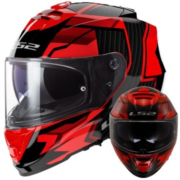 KASK MOTOCYKLOWY LS2 FF800 STORM II Tracker Red M Integralny