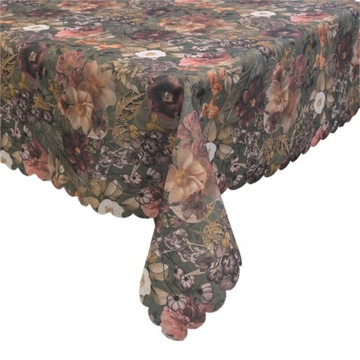 ПЯТНОСТОЙКАЯ СКАТЕРЬКА 110х150 для стола для гостиной, сада, кухни, с цветами и листьями
