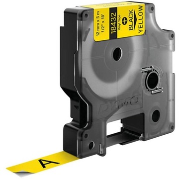 Dymo Rhino 18432, S0718450, 12mm x 5,5m czarny druk / żółty podkład, taśma