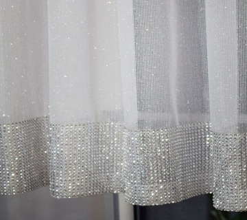 ШТОРА КАК МОРОЗ, маркизет RASHEL, КОРОТКИЕ пришитые стразы