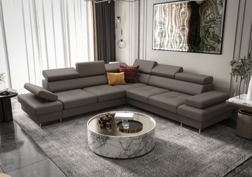 Stylowy Narożnik Rozkładany Rogówka Galaxy Max Skóra Naturalna Kanapa Sofa