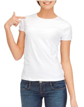 T-shirt BAWEŁNIANA KOSZULKA DAMSKA Z KRÓTKIM RĘKAWEM BIAŁA roz.3xl