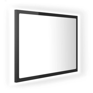 Lustro łazienkowe z LED, czarne na wysoki połysk,