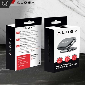 Универсальный автомобильный магнитный держатель для телефона Alogy на булочке