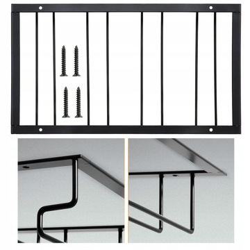 ВЕШАЛКА ДЛЯ СТАКАНА, МАТОВАЯ ЧЕРНАЯ, 4 РЯДА, 40 см