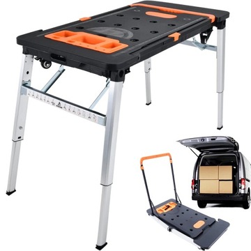 STÓŁ WARSZTATOWY SKŁADANY ROBOCZY WÓZEK TRANSPORTOWY PODEST STOJAK 7W1