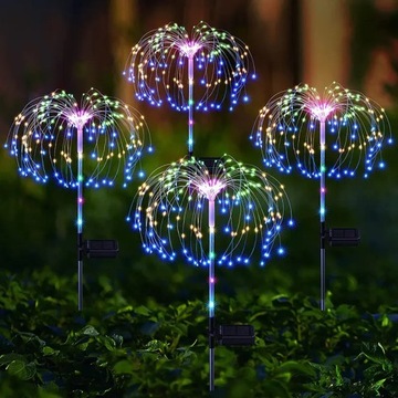 4x KOLOROWA LAMPA SOLARNA OGRODOWA 120 LED DMUCHAWIEC SOLAR LAMPKI SOLARNE