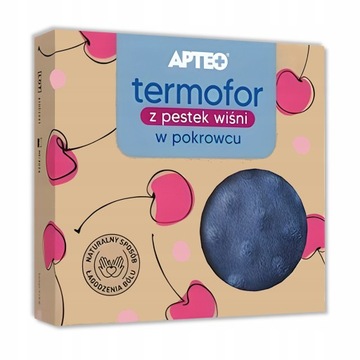 Termofor z pestek wiśni w pokrowcu na kolkę, niebieski APTEO 0,18 l