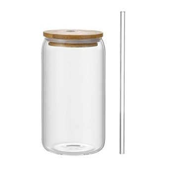 Leeseph Coffee Mug Glass Cup With Lid and Straw Transparent Coffee Tea