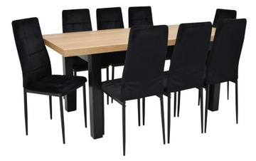 8 x nowoczesne krzesła TAPICEROWANE aksamit + SOLIDNY stół 80x140/180 CRAFT