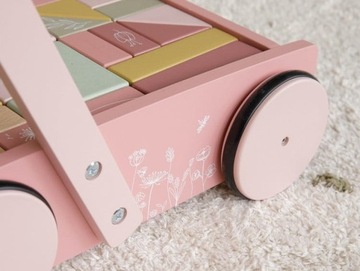 Маленькая голландская тележка с кубиками Pink Flowers WOOD