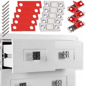8x ZAMEK ZATRZASK MEBLOWY MAGNETYCZNY DO DRZWI SZAFEK SZAFKA MAGNES ZESTAW