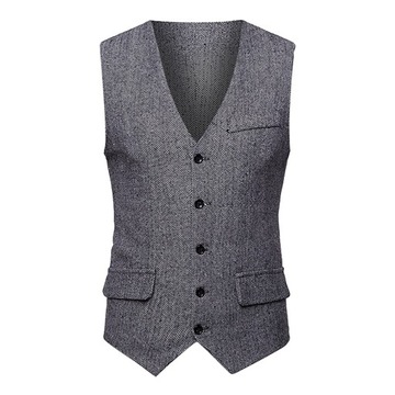 Herringbone Men's Suit Vest Slim Fit Bisiness Blaz