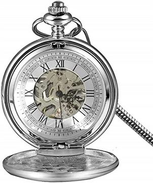 Zegarek kieszonkowy retro szkieletowa tarcza