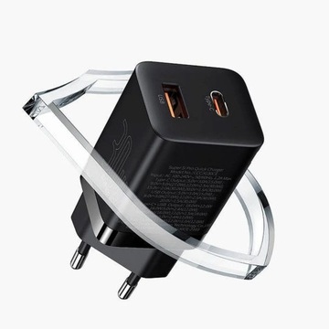 Сетевое зарядное устройство BASEUS USB + Type C Compact Super Si Pro PD 30W, черное CC