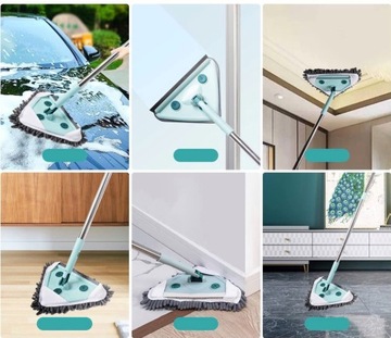 Треугольная вращающаяся на 360° швабра для чистки окон, стекол, регулируемая, 130 см