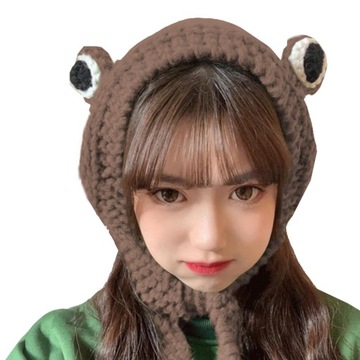 CZAPKA DAMSKA ZIMOWA JESIENNA CIEPŁA OPASKA NA GŁOWĘ USZY WIĄZANA ŻABA ZIMA