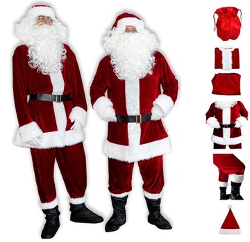WELUROWY KOSTIUM STRÓJ MIKOŁAJA BURGUND SAKWA NA CUKIERKI +LIST 10el L-3XL