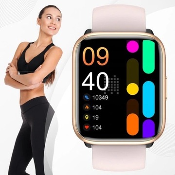 SMARTWATCH Damski Zegarek 3D WODOODPORNY POŁĄCZENIA POLSKIE MENU SPORT PULS