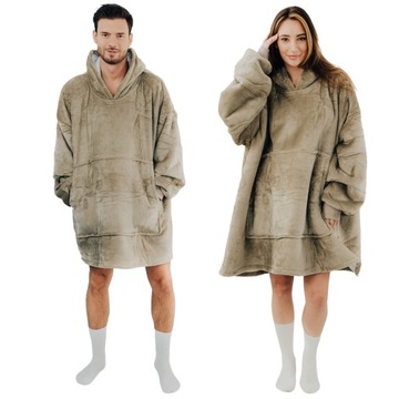 KOC BLUZA Kocobluza bluzokoc Beżowa Comfy Moment Oversize 2w1Polska