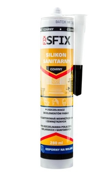 Silikon sanitarny CZARNY SFIX 280ml WC ŁAZIENKA PLEŚNIOBÓJCZY 280ml