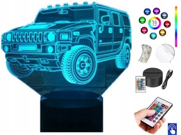 Lampka Nocna Auto Hummer H216 kolorów LED PLEXIDO