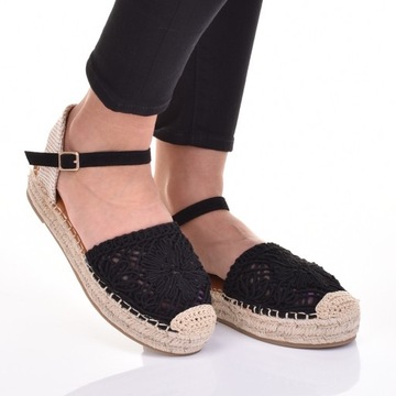 STYLOWE ESPADRYLE DAMSKIE ELEGANCKIE SANDAŁY NA SŁOMCE PLATFORMA
