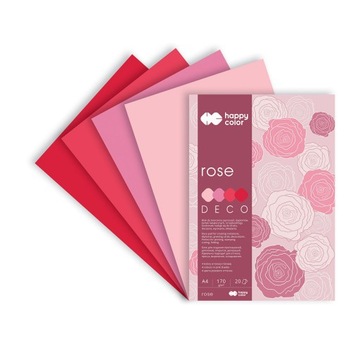 BLOK DECO TECHNICZNY A4 20 ARK. RÓŻ CZERWONY HAPPY