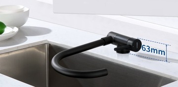 Смеситель для кухни, стальной поворотный смеситель для раковины под окном, складной, 63 мм