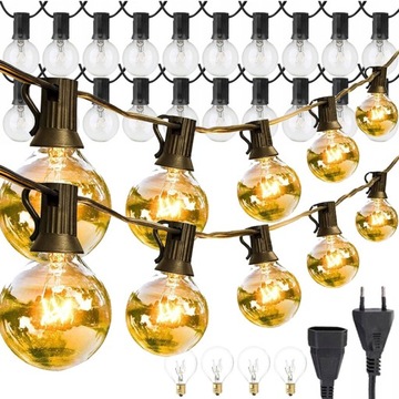 LAMPKI GIRLANDA OGRODOWA 15M 50 ŻARÓWKĄ ŁAŃCUCH ŚWIETLNY G40