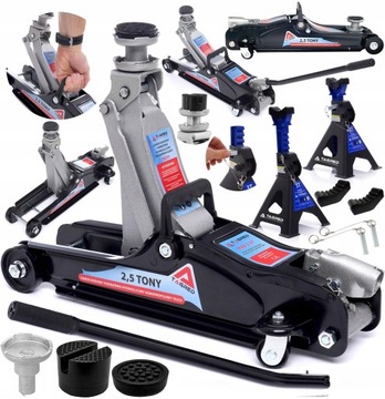 HYDRAULICZNY PODNOŚNIK SAMOCHODOWY KOBYŁKI ŻABA LEWAREK 2,5 3T MOCNY ZESTAW