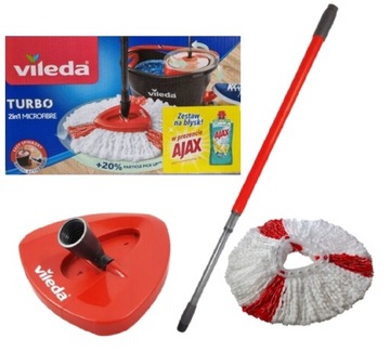 Wiadro i mop obrotowy Vileda Turbo + AJAX płyn uniwersalny 1 l