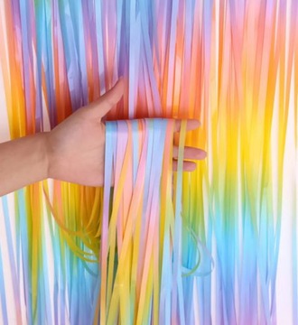 Kurtyna tęczowa kolorowa Urodziny 200x100cm
