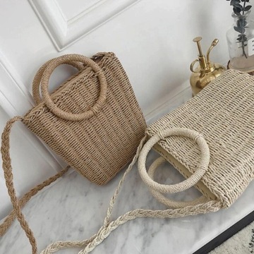 Тканая сумка на плечо BASKET BOHO с длинным ремешком