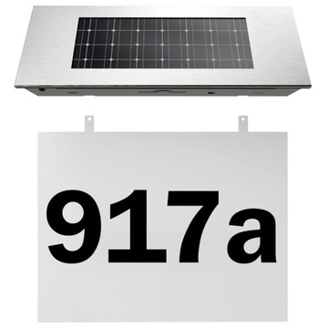 СОЛНЕЧНАЯ ЛАМПА С НОМЕРОМ ДОМА, БЕЛАЯ НЕРЖАВЕЮЩАЯ СТАЛЬ