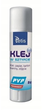 KLEJ W SZTYFCIE PVP BEZBARWNY 8G TETIS mocny