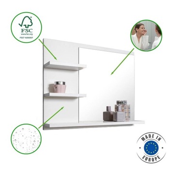 Зеркало для ванной комнаты с полками и белым светодиодным настенным светильником