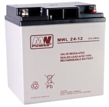 AKUMULATOR BATERIA PRZEMYSŁOWY MWPOWER MWL 24AH 12V MWL24-12 MWL24 POŻAROWA