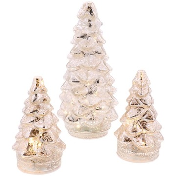 СТЕКЛЯННАЯ ЕЛКА СО СВЕТОДИОДНОЙ ПОДСВЕТКОЙ, 3 ШТ.