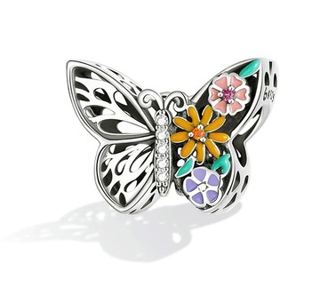 zawieszka charms emalia motyl kolorowy wiosna