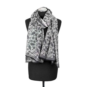 SZAL SZALIK DAMSKI, ŚWIETNIE SIĘ UKŁADA, ORIENTALNE OPOWIEŚCI NA SZARYM TLE