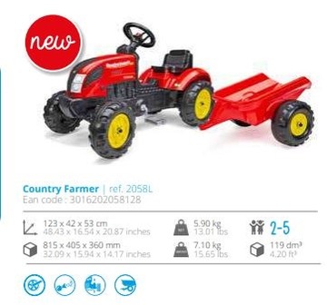 Трактор FALK Country Farmer для детей 2-5 лет.
