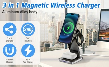 Магнитная беспроводная зарядная станция 3 в 1 для iPhone