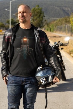 Koszulka męska dla motocyklisty Motocykl Vintage T-shirt męski