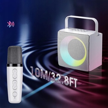 BLUETOOTH ZESTAWY DO KARAOKE LED + 2 BEZPRZEWODOWY MIKROFONAMI