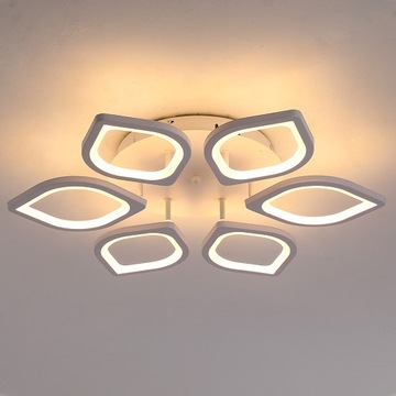 NOWOCZESNA LAMPA SUFITOWA LED 72W 6 LISTKÓW BIAŁA